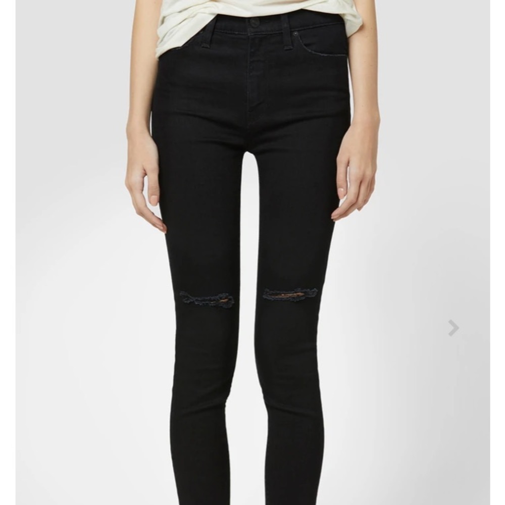 Hudson high waist Barbara black jeans. Size 27. Distressed in the knees.